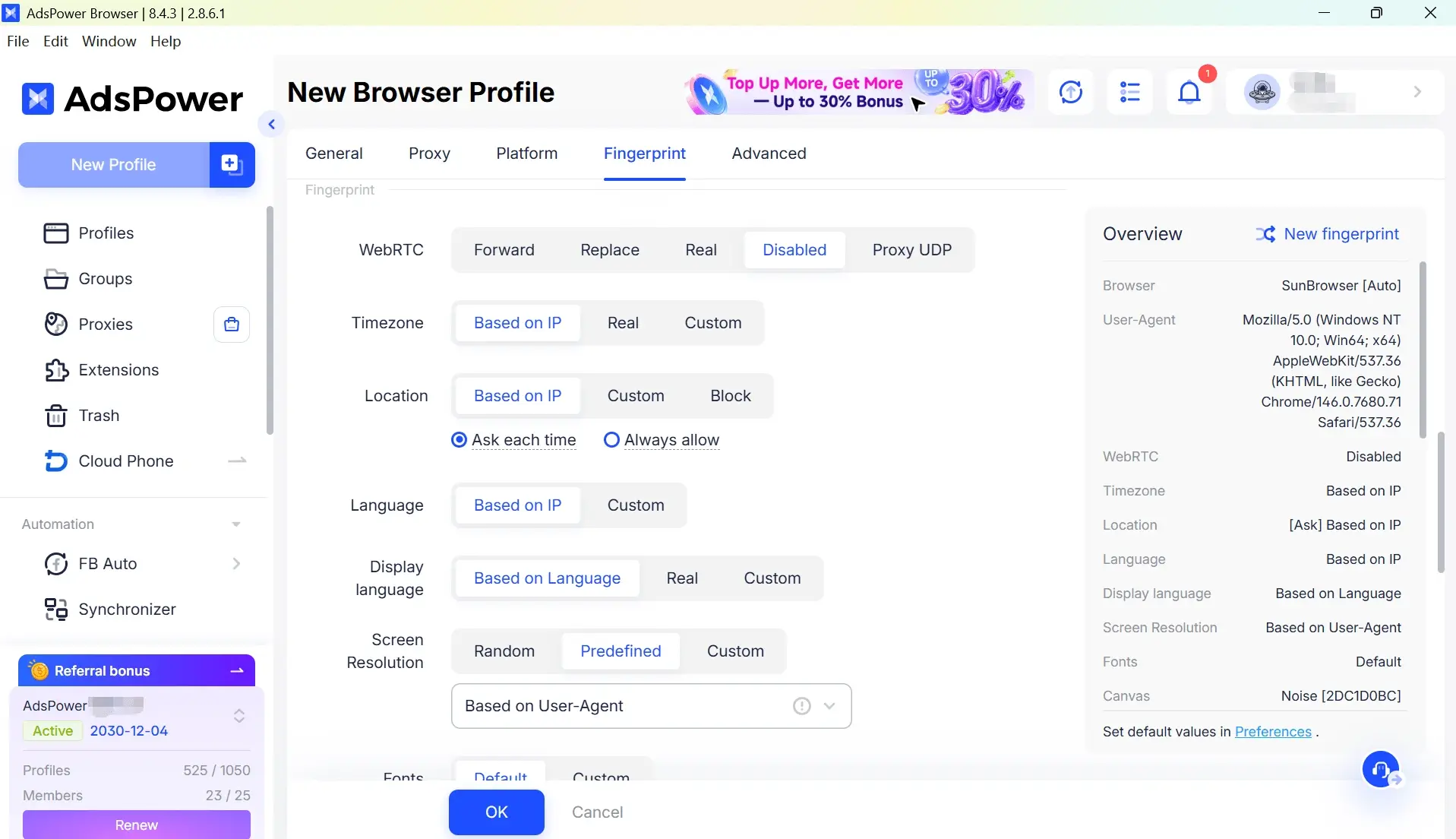 Configure Browser Fingerprints in AdsPower